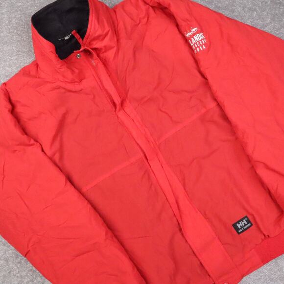 VTG Helly Hanson Fleece Lined XL Red Long Sleeve Full Zip Nylon Jacket - Picture 12 of 13